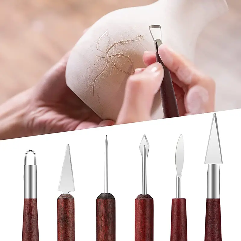 11PCS Sculpting Pottery Clay Tools Wood Handle Pottery Set Wax Carving Sculpt Smoothing Shaper Pottery Clay Ceramic Tool