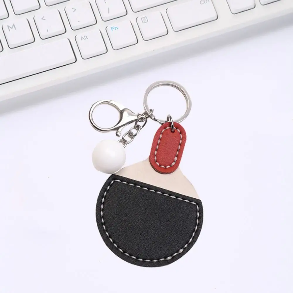 Leather Ping Pong Racket Pendants Anti-lost Hand-sewn DIY Ping Pong Keyrings Ins Girl Heart Sports Fans Key Ring