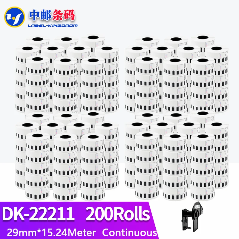 

200 Refill Rolls Compatible DK-22211 Label 29mm*15.24M Continuous Compatible for Brother Label Printer DK22211 White Label