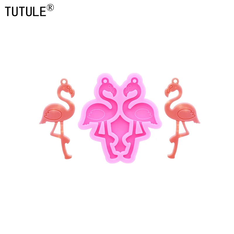 Glänzende Flamingo-Flip-Silikonform für Süßigkeiten, Schokolade, Kuchen, DIY-Vogel-Form für Gießharz, Ton, Epoxidharz, Schmuck, Ohrringe, Zubehör