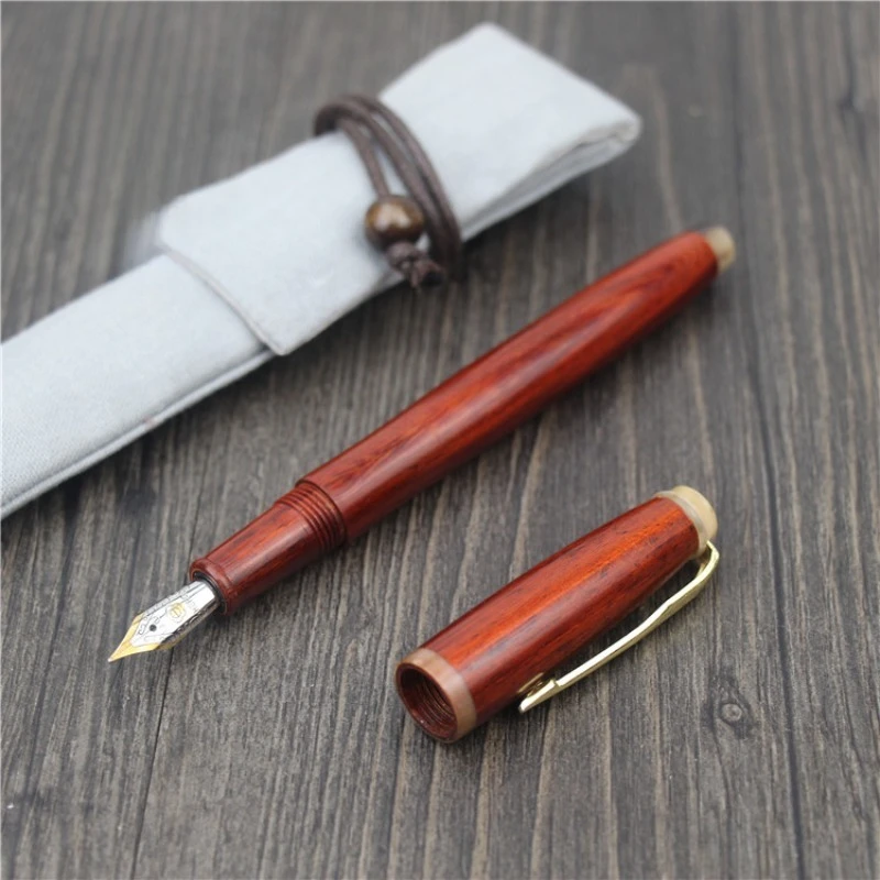 

BALAOYE All Wood Fountain Pen No.5 Tip 0.5F Nib Retro Soft Smooth Ink Pen Anniversary/Business + Free Gift Collection Stationery