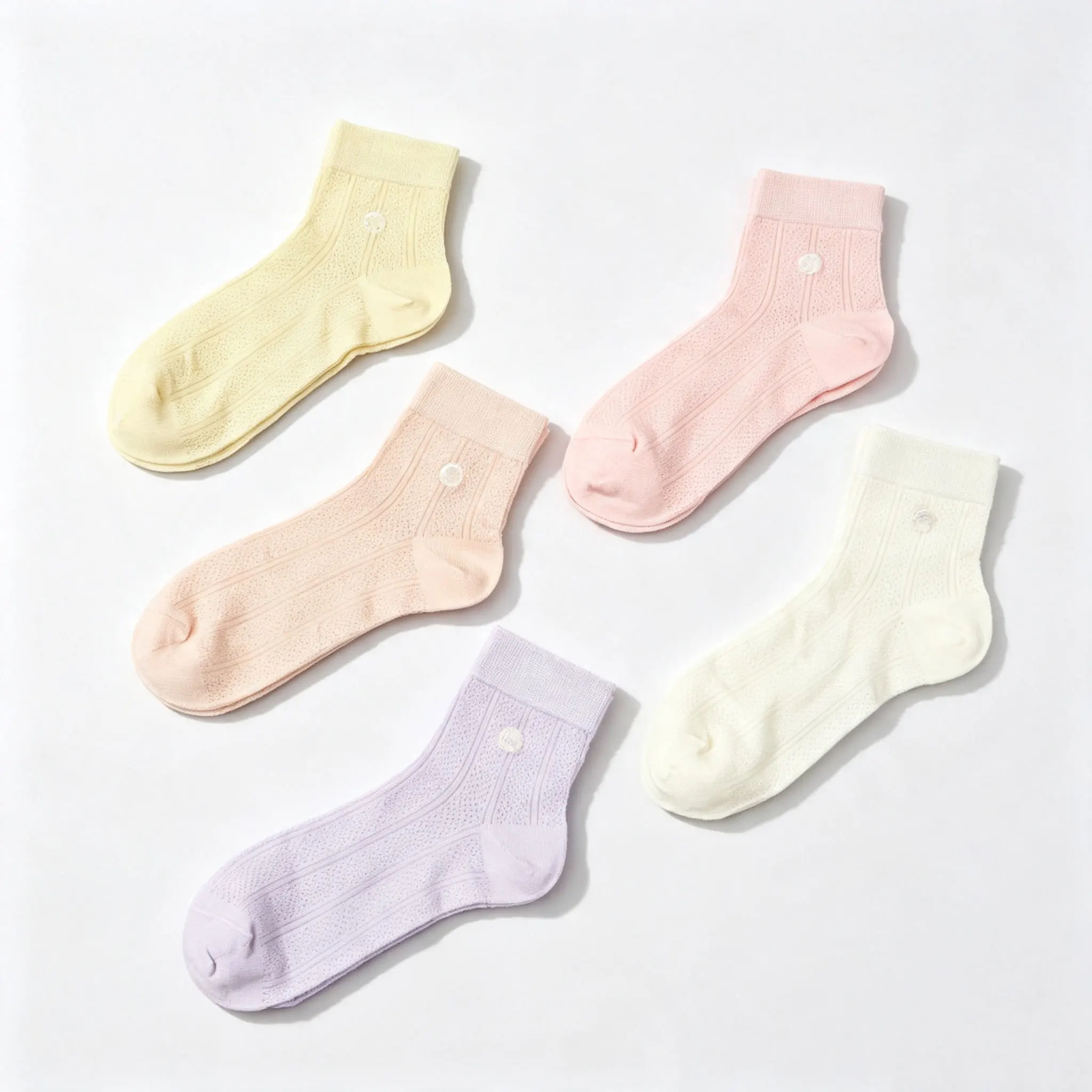 Women's Sporty Breathable Thin Eyelet Mid-Calf Socks Single Macaron Color No-seam Pure Color Antibacterial All-Season Socks