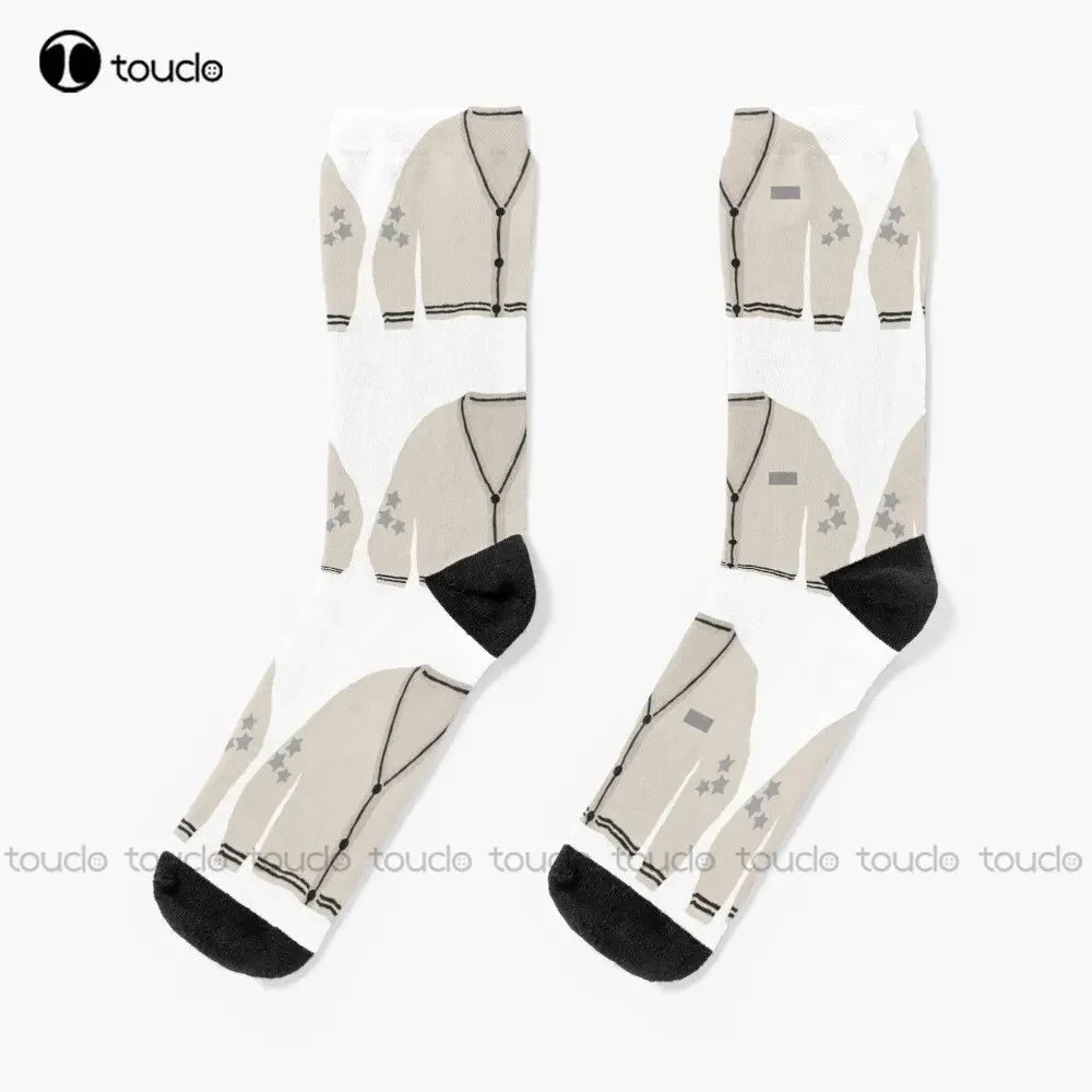 Cardigan Illustration - Taylor Folklore Socks Football Socks Personalized Custom Unisex Adult Teen Youth Socks Custom Gift