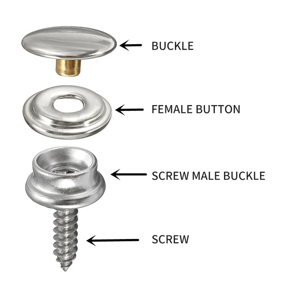 Picture 5: Latest 100Pcs 15Mm Boat Cover Canvas Stainless Steel Snap Fastener Clip Awning Button Rivet Marine Hardware Accessories
