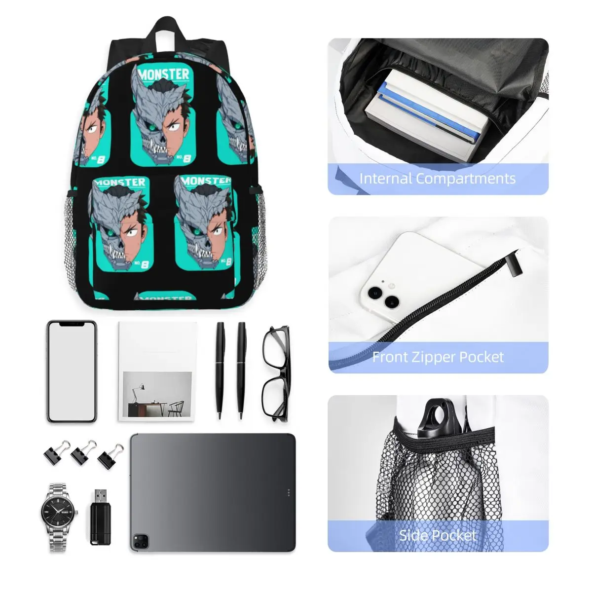 Kaiju No. 8 Monster Sweeper Inc Backpack Hot Sale Daypack Large Capacity Boys Girls BookBag Shoulder Bags Men Women School Bag