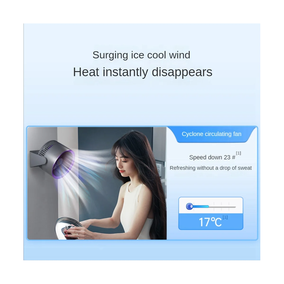 Ventilatore elettrico a circolazione d'aria wireless montato a parete 4000MAh Ventilatore da tavolo portatile ricaricabile USB piccolo, White-A59E