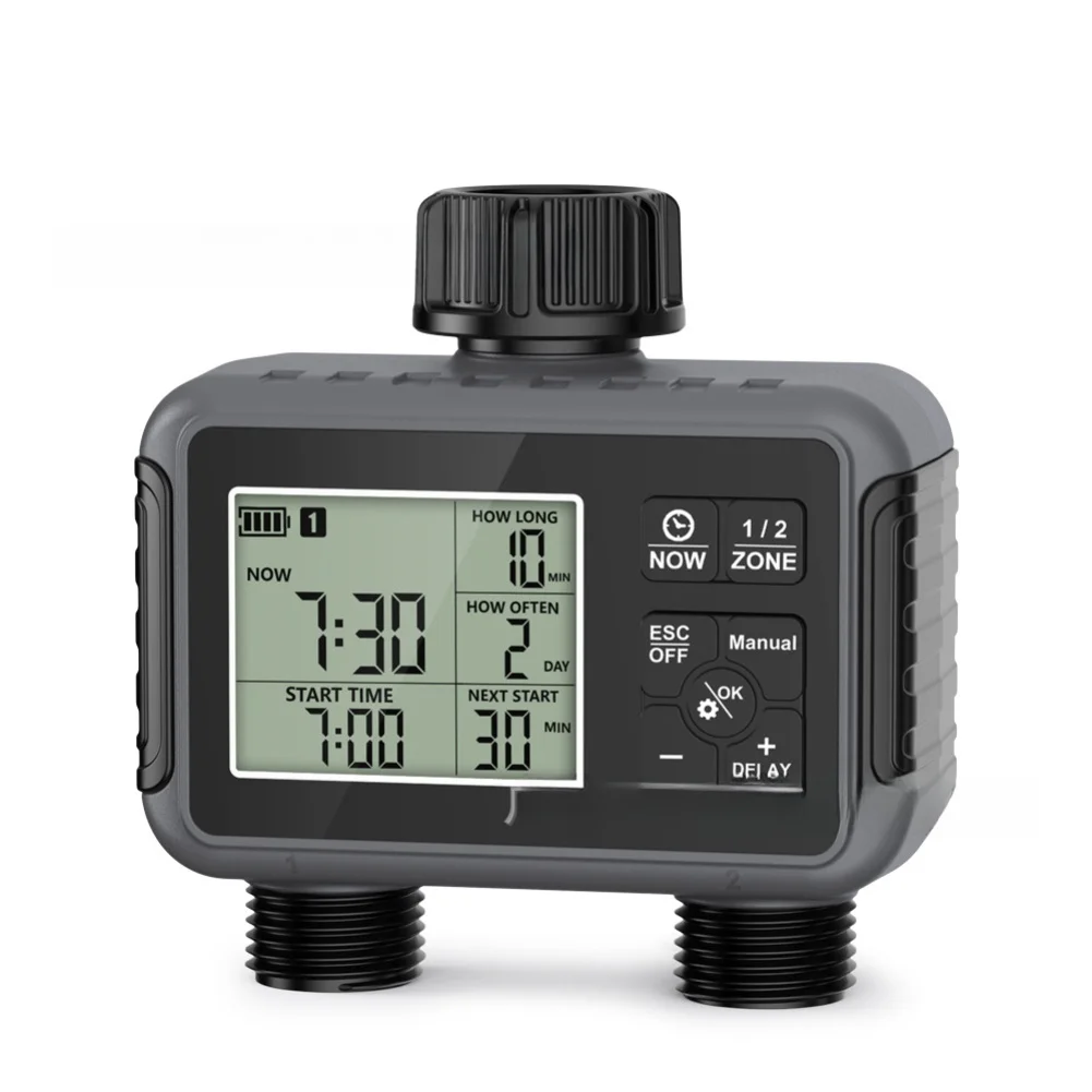 For Outdoor Irrigation Water Timer Irrigation Unit Rain Delay Up To 15 Days Operates Two Independent Zones Plastic Construction