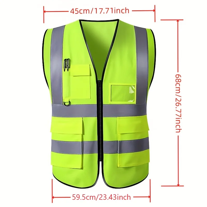 Gilets de sécurité en maille unisexe, haute visibilité, durable, respirant, poches zippées, coulée confortable pour une sécurité améliorée, été