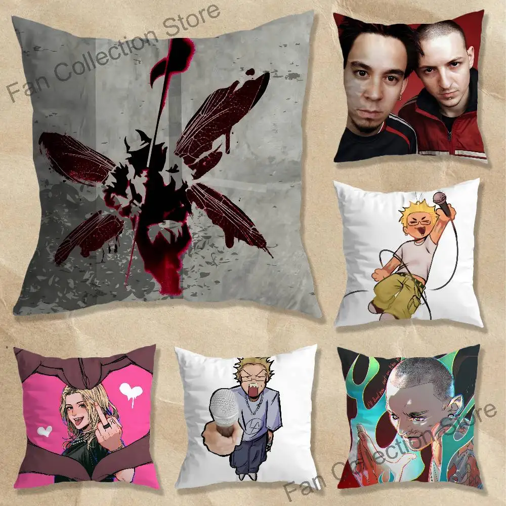 L-Linkin Band P-Park Pillow Case Square Double-Sided Printing Short Plush Sofa Cushion Cover Bedroom Office Sofa Gifes