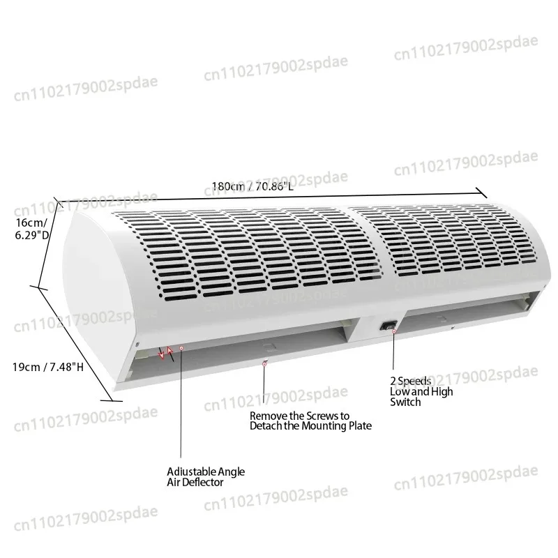 Wall Mounted Energy Saving Large Air Volume Low Noise Commercial Air Curtain Machine Door Air Barrier Cool Heat Isolator