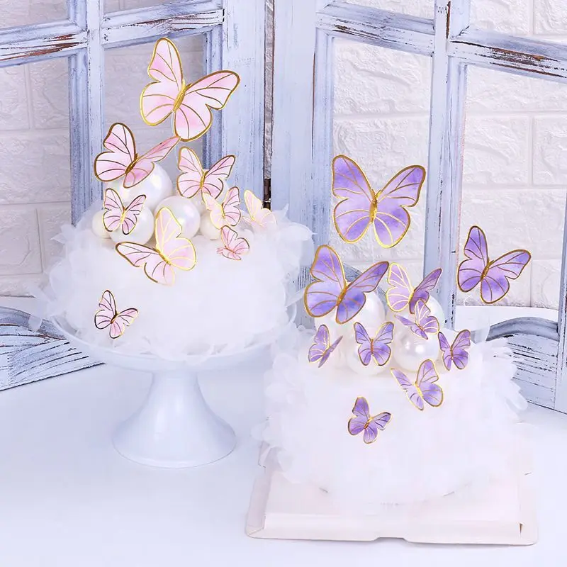 Alles Gute zum Geburtstag dekorative Schmetterlinge für Party kuchen Dekoration Prinzessin Mädchen Hochzeits torte Topper Dessert Schmetterling Dekor 3d