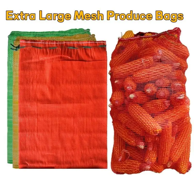 Extra Large Reusable Mesh Produce Storage Bags Suitable: 50Pcs Onions Potatoes Vegetables Firewood