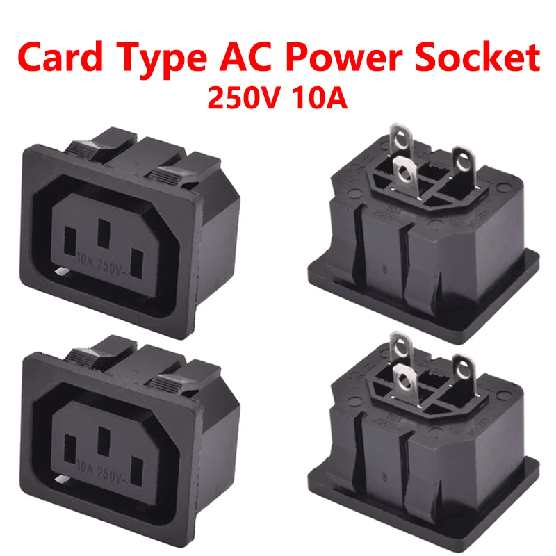 

5/20/100PCS Universal Black 10A 250V IEC320C13 C14 AC Power socket Copper PDU UPS Industrial Socket Panel Module Outlet 3Pin