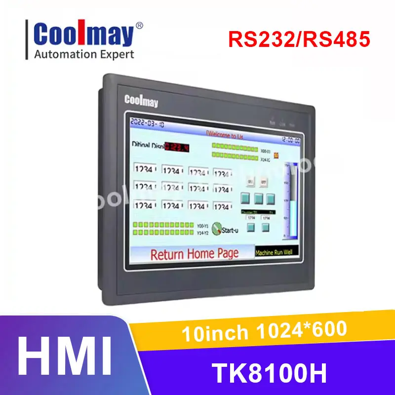 

Coolmay 10 Inch hmi touch screen RS232 RS485 touch panel Modbus Protocol 1024*600 industrial control for industrail monitoring
