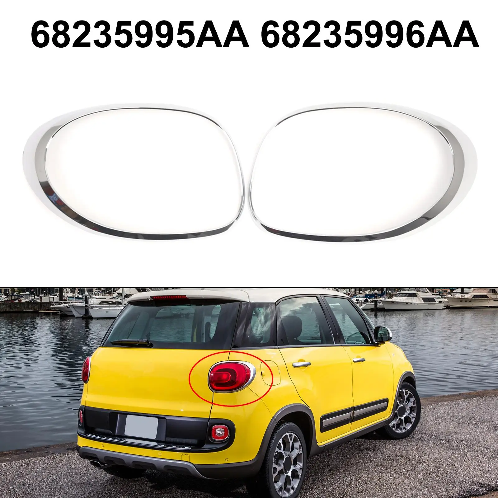 

Exterior Car Trim Frame Rear Silver for FIAT 500L 2014 2020 Compatible with 68235995AA 68235996AA ABS Material Design