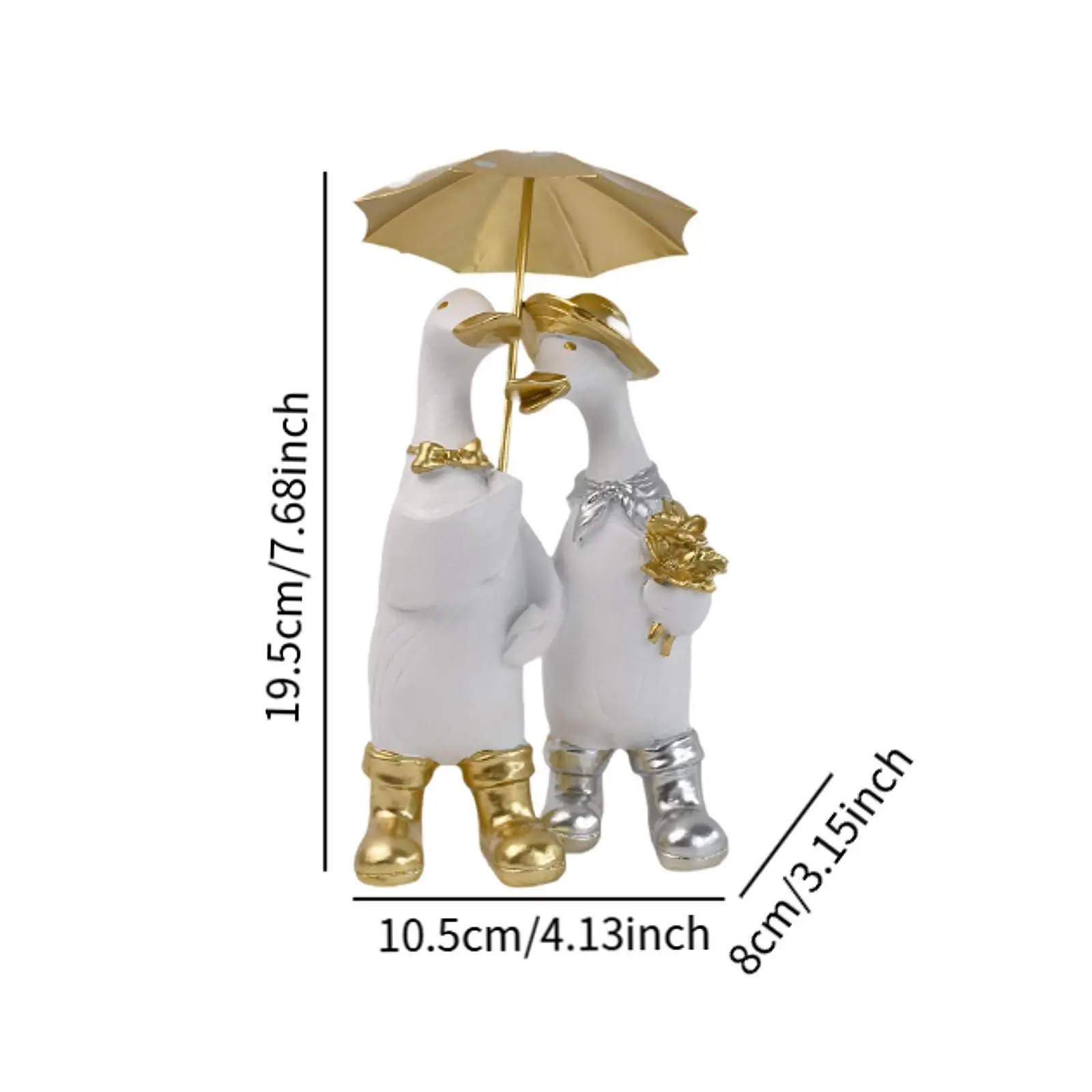 Couple Duck Garden Statue, Lifelike Standing Duck Ornament, Resin Ducks Couple Figurine for Living Room Terrace Decor view 4