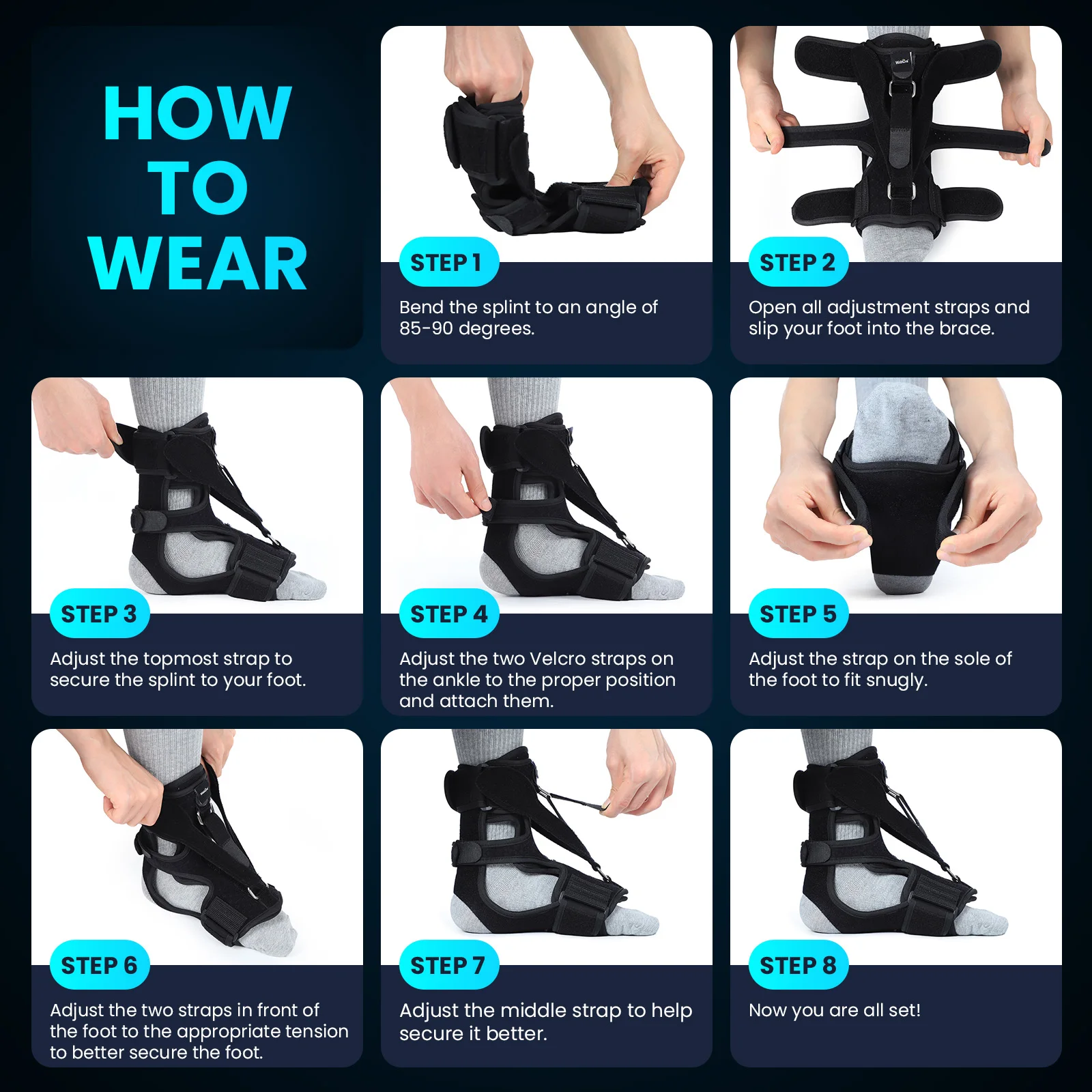 

1pcAdjustable Ankle Brace Pad Plantar Fasciitis Night Splint Foot Drop Brace Plantar Fasciitis Arch Foot Achilles Tendon Support
