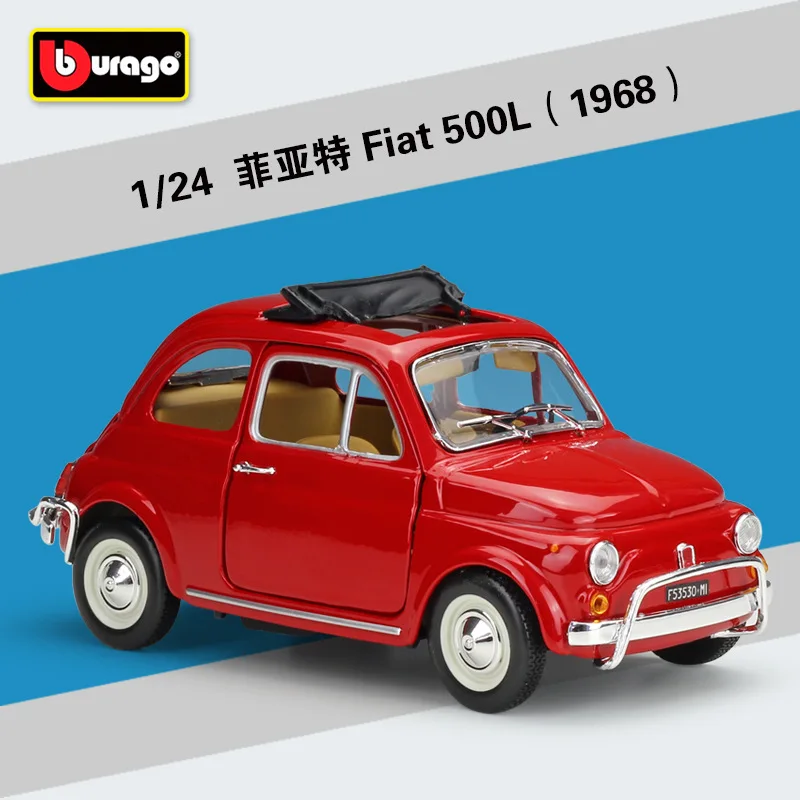 Bburago – Fiat 500 E 1:24 – Portes Ouvrantes, Intérieur Détaillé – Licence Officielle Fiat – Bleu Ou Blanc – Dès 3 Ans