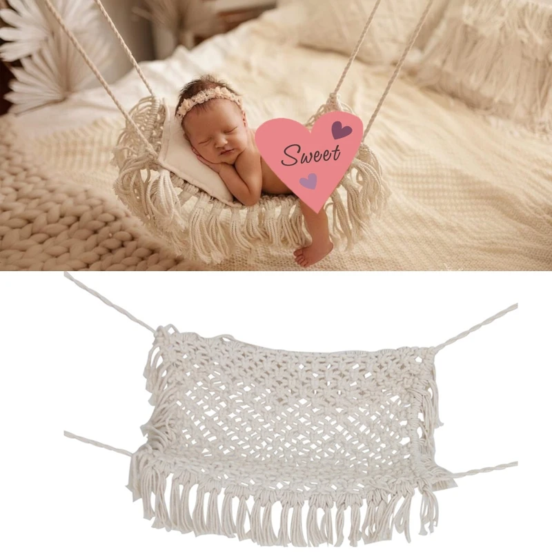 Baby Photography Props Background Handmade Crochet Tassel Hammock Photo Props Newborn Photostudio Backdrop Posing Bed