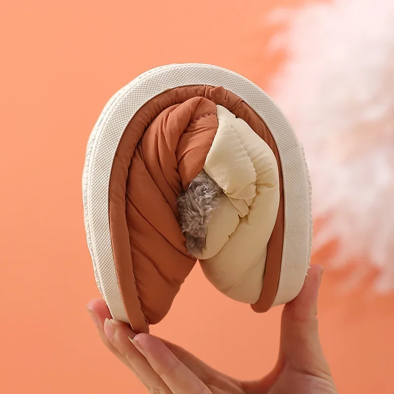 2024 Fashion Women Home Cotton Shoes Winter Warm Plush Slip On Slippers Waterproof Down Soft Bottom Indoor Couple Outside Shoes image 3