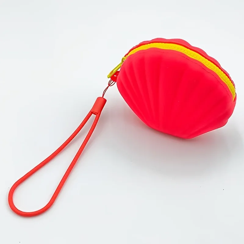 1pc New Shell-Shaped Coin Purse, Wallet,card Holder,Wireless Earphone Storage Bag,Portable Soft Silicone Card and Key Coin Pouch