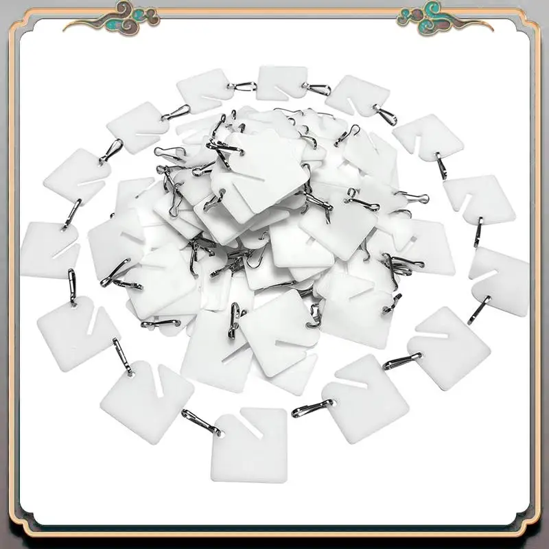 Durable 120 Pcs Key Tags Slotted Plastic Hanging Tags 1.5 Inch White Tags With Metal Snap Hooks For Key Cabinets Boxes Lockers