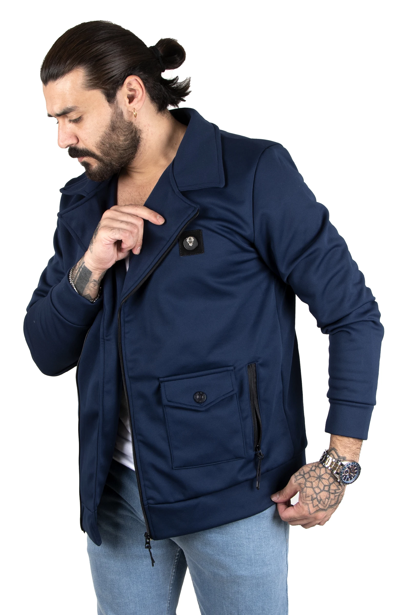 DeepSEA Double Breasted Collar Zipper Front Armalı Pockets Men \'S Coat 2300536