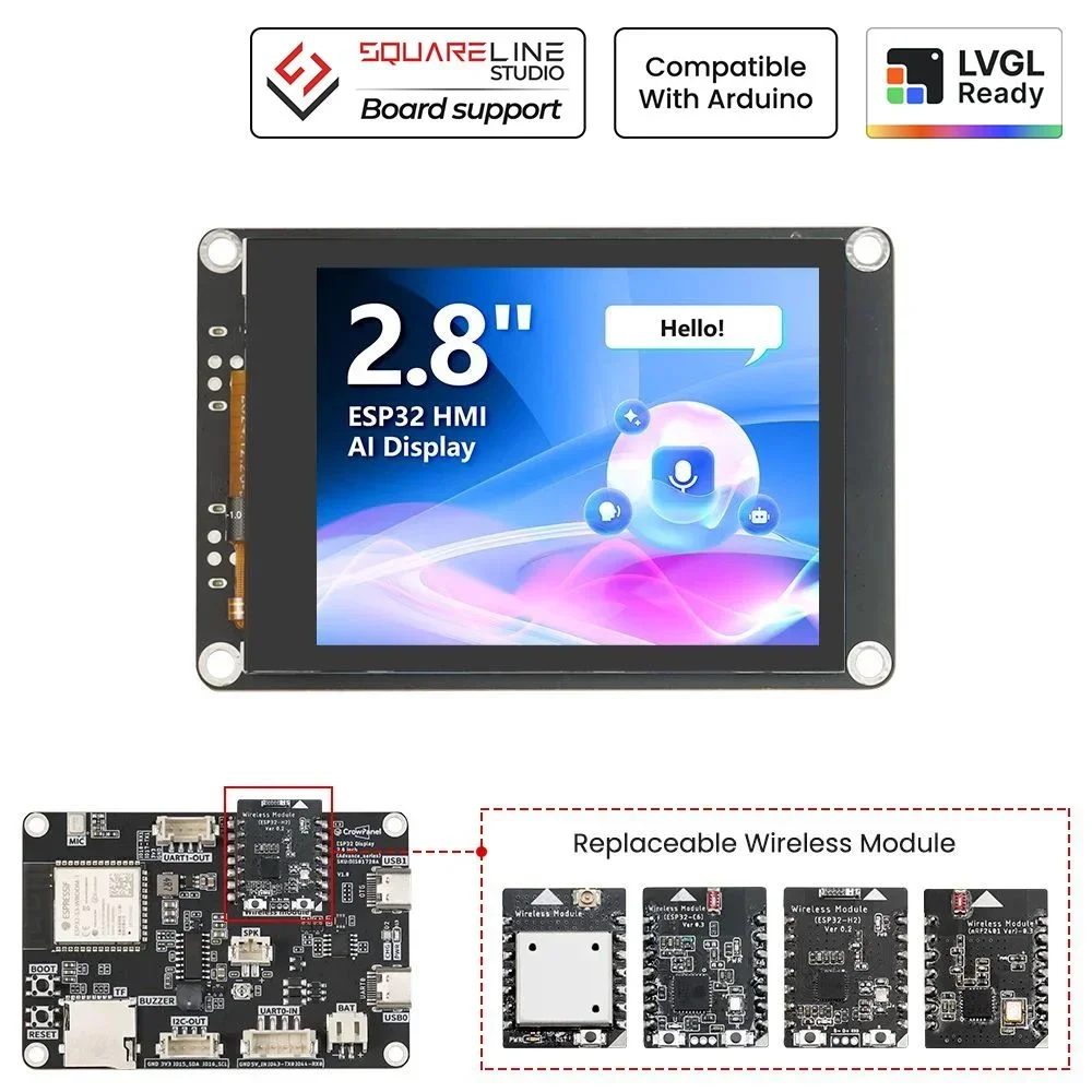 Hot Sale Elecrow CrowPanel 2.8inch Advance ESP32-S3 LVGL HMI AI-Powered 320x240 IPS Touch Screen - free shipping