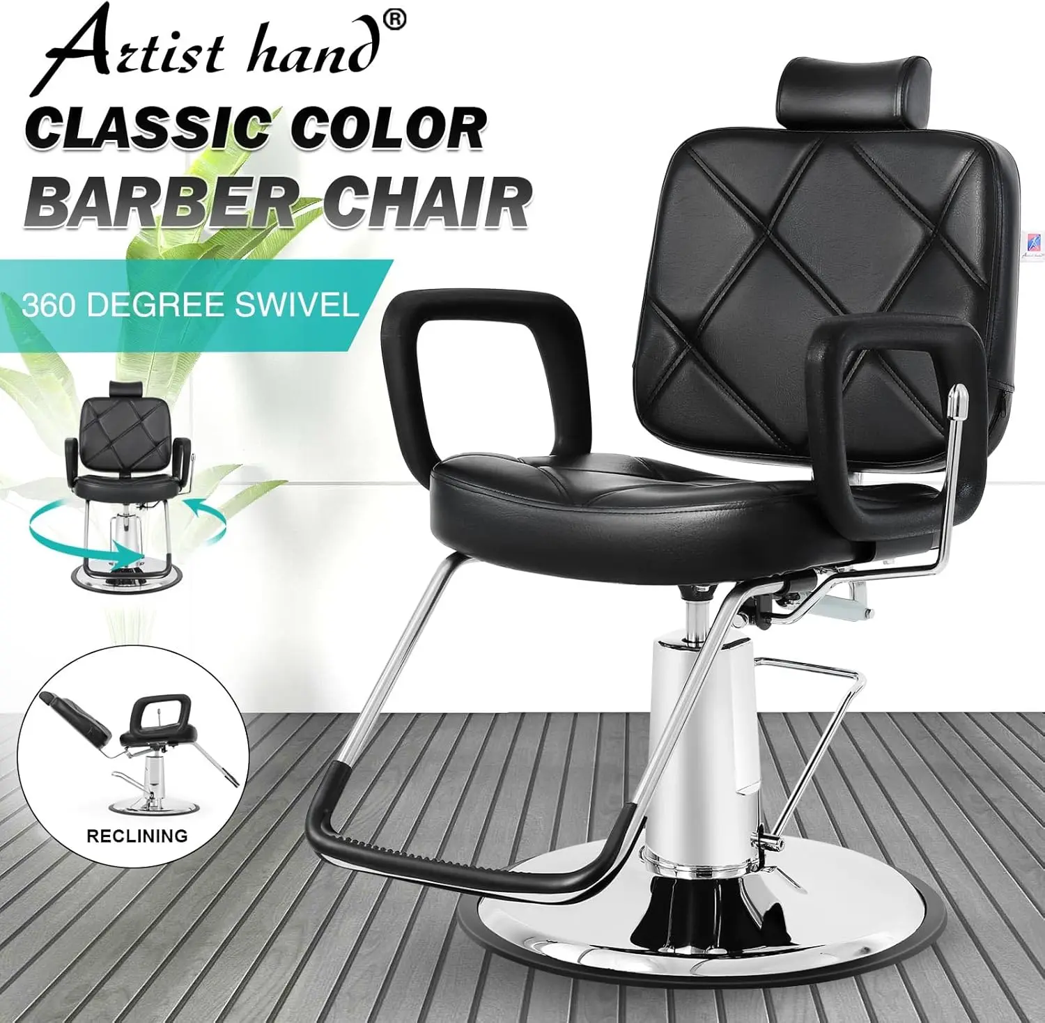 Artist Hand Hydraulic Recline Barber Salon Chair Hair Stylist Heavy Duty Tattoo Chair Shampoo Beauty Salon Equipment Left Handed