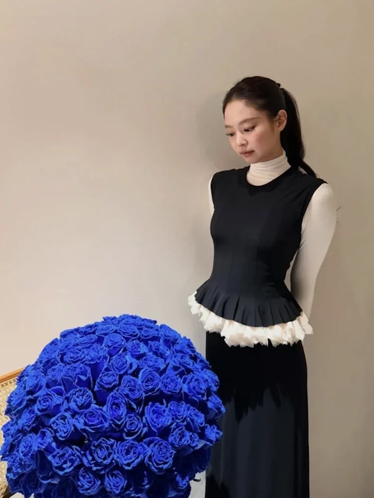 

Винтажное черное длинное платье Jennie с кружевом, без рукавов, с круглым вырезом, многослойной юбкой, простой стиль, полиэстер, для повседневной носки, весенний сезон