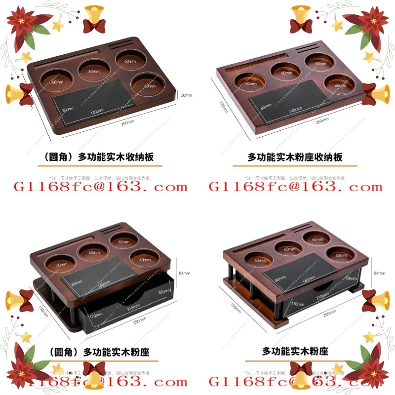 Multifunctional Solid Wood Pressing Powder Seat Storage Slag Box, Rounded Corner Coffee Base Storage Board Wood Storage Seat