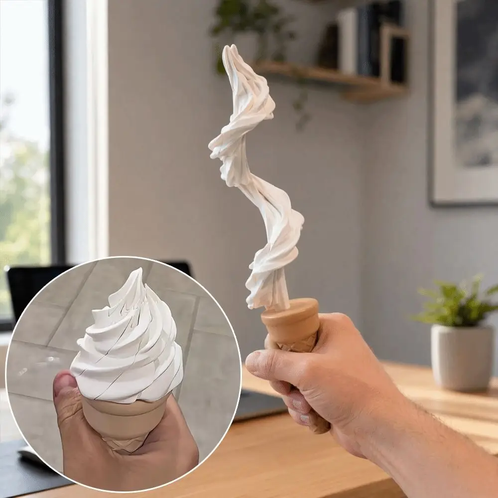 3D Printed Telescopic Ice Cream Toy Funny Spiral Style Retractable Toy Creative Cone Shaped Extendable Prank Toy Teens