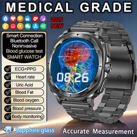 2025 New Micro Physical Examination Blood Lipids Uric Acid Blood Glucose Smart Watch ECG+PPG Clock Bluetooth Call Smartwatch Men