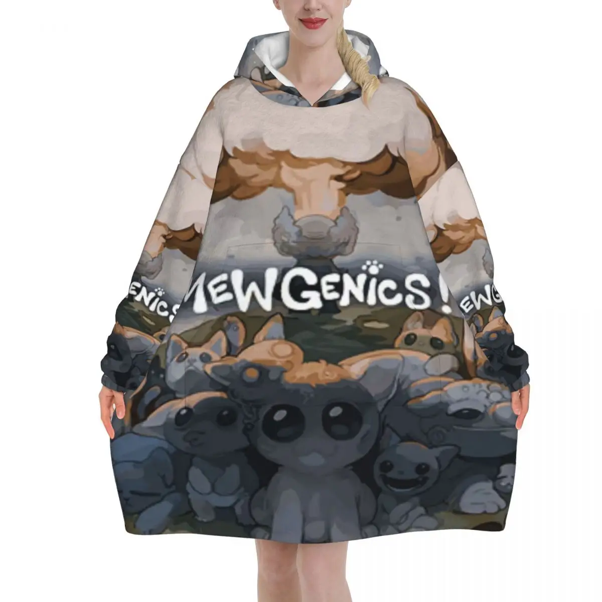Mewgenics Oversized Blanket Hoodie Sweatshirt Long Fleece Hooded Wearable Blanket with Large Pocket for Women Men