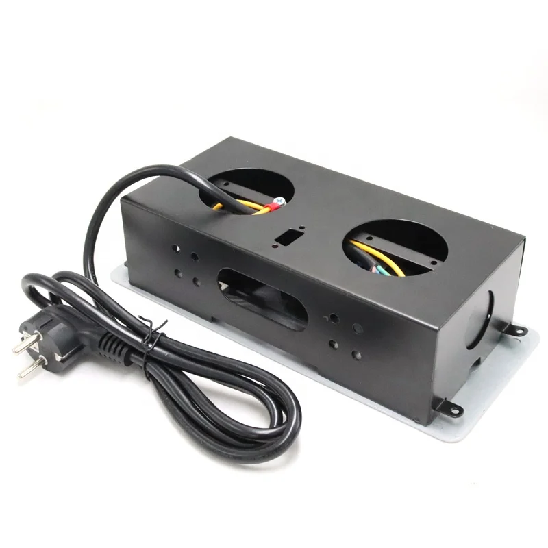 ZING EAR Hidden Silver USB Tabletop Power Socket Box with 2 Outlets 2 USB a Ports 16A Slow Lift Pop-Up Design EU Desktop Socket