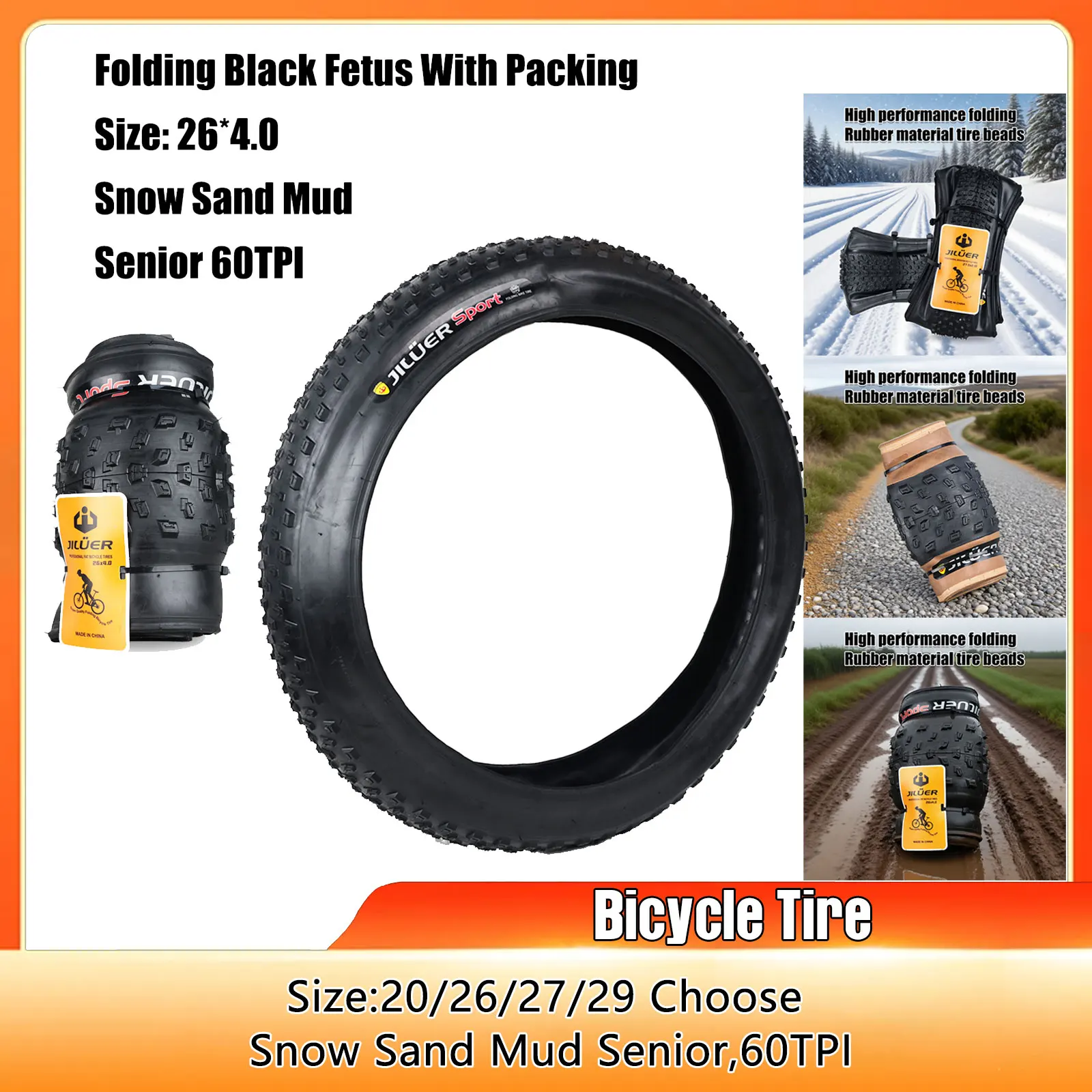 

Bicycle Tire 20x4.0/26x2.25 4.0/27.5x2.1 2.2/29x2.2 Mountain Bike Foldable Anti Puncture Fetus Tyre For MTB/CY/XC/BMX Bike