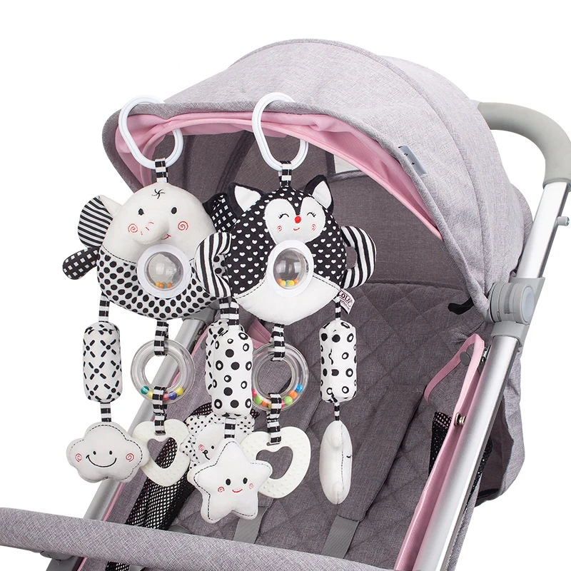 Passeggino per bambini appeso massaggiagengive campana giocattoli per bambini Clip seggiolino auto Baby Cute Animal Doll Bed culla sonagli per Bebe neonato