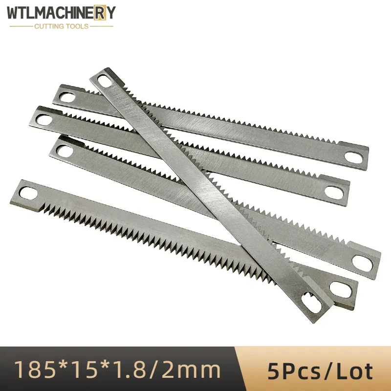 

5 шт. вертикальное упаковочное лезвие с зубьями из углеродистой стали, режущее лезвие для чайных пакетиков 185x15x1,8 мм, нож для упаковочной машины 185x15x2 мм