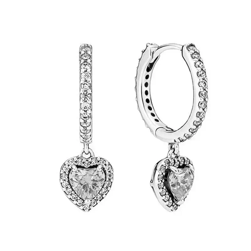 Herzförmige, funkelnde Ohrringe aus 925er Sterlingsilber als Überraschungsgeschenk für Frauen – Detail 8