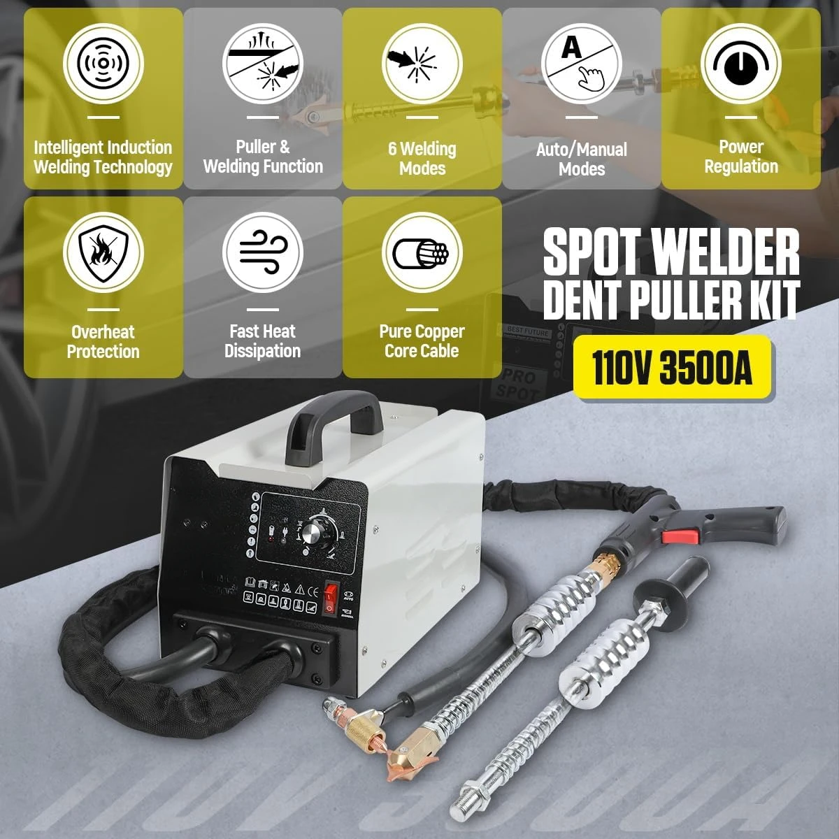 Spot Welder Dent Puller 3800A Dent Puller Machine 6 Modes Dent Puller Welder Intelligent Induction Stud Welder