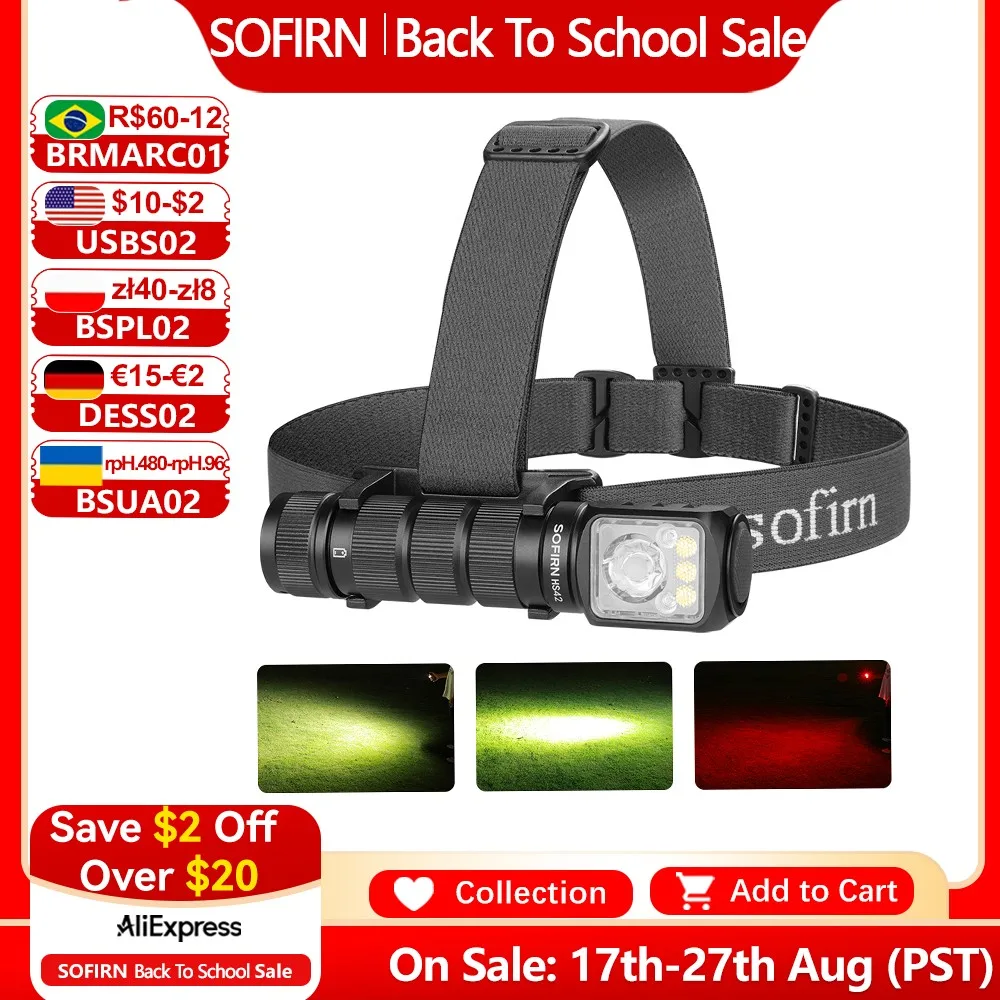

SOFIRN HS42 Налобный фонарь 2100 лм 18650 EDC USB C Перезаряжаемый с аккумулятором Фонарик SST40 Светодиодный фонарик с магнитом для кемпинга
