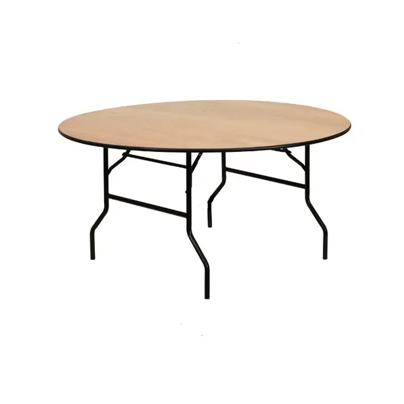 Round Folding Wooden Dining Table For Hotel Banquet Event Portable Space Saving Furniture Modern Design Home Use Portable