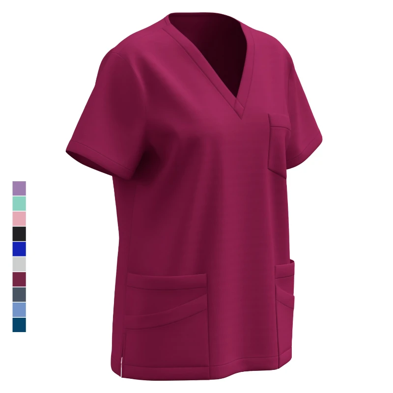 

V-neck short-sleeved t-shirt top, nurse medical overalls, pet hospital brush hand clothes, the same style for men and women, com