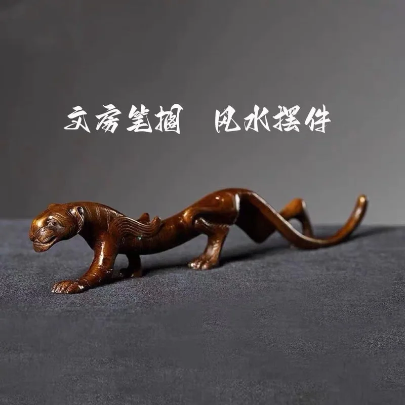 Antique Collectible Mythical Beast White , Flying , Walking , Tiger, Four Treasures of the Study, Holder, Pen
