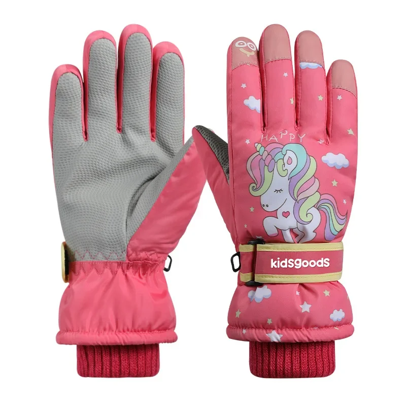 Winter gloves for children aged 6-12 outdoor play skiing snow playing waterproof plush warm gloves winter accessories for kids