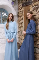 AS  SS26 Lyocell light Denim pinstripe wrap shirt + dress matching set fashionable vitality women's outfit