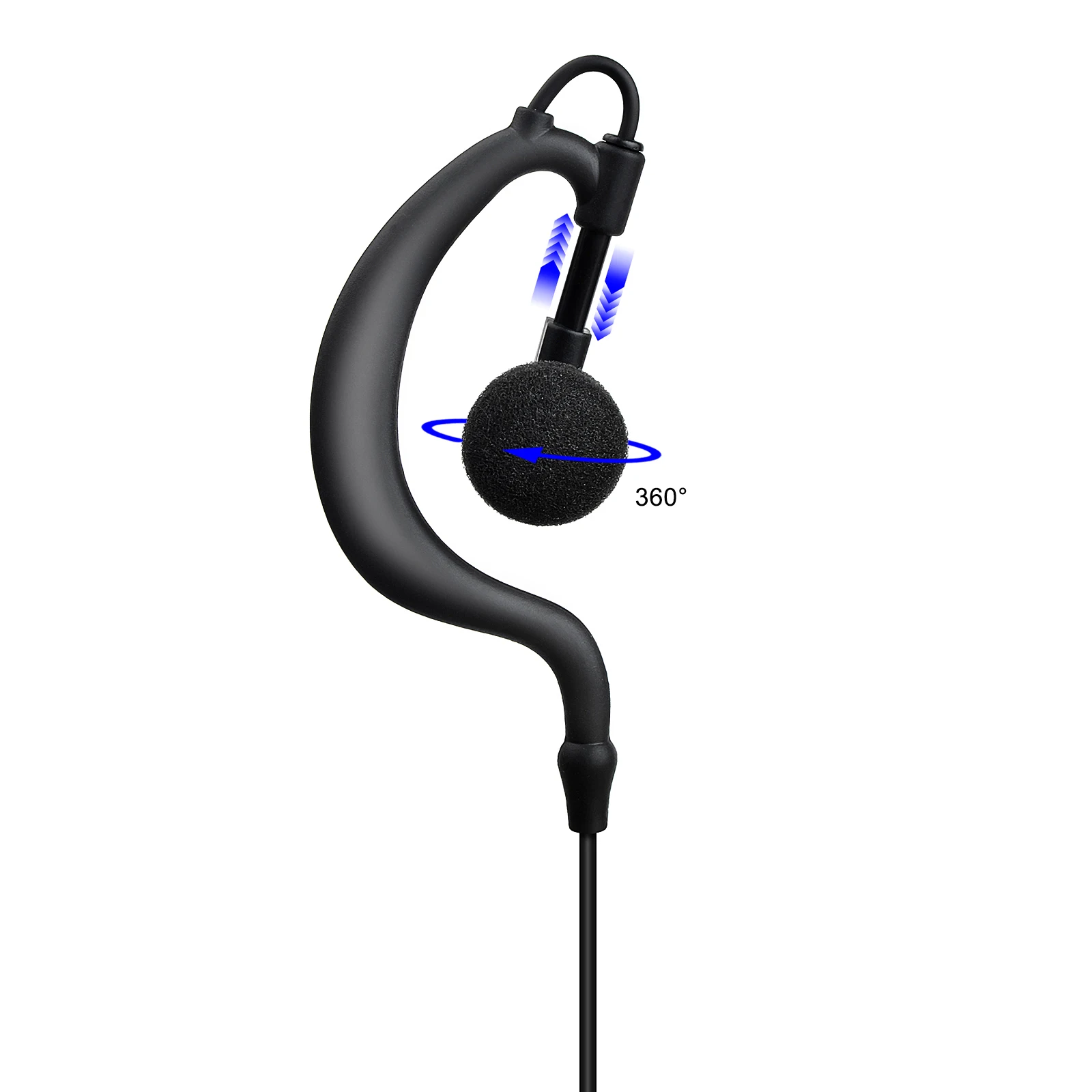 Auricolare radio da 3,5 mm per ricezione/uccolta solo, cuffia di sorveglianza con gancio per l'orecchio morbido a forma di G per radio bidirezionale, microfono altoparlante radio