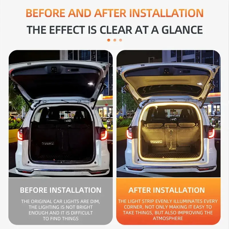 Car High Brightness Trunk Lighting Ambient Light Interior Decoration LED Wiring Free Automatic Sensing Tailgate Light Strip