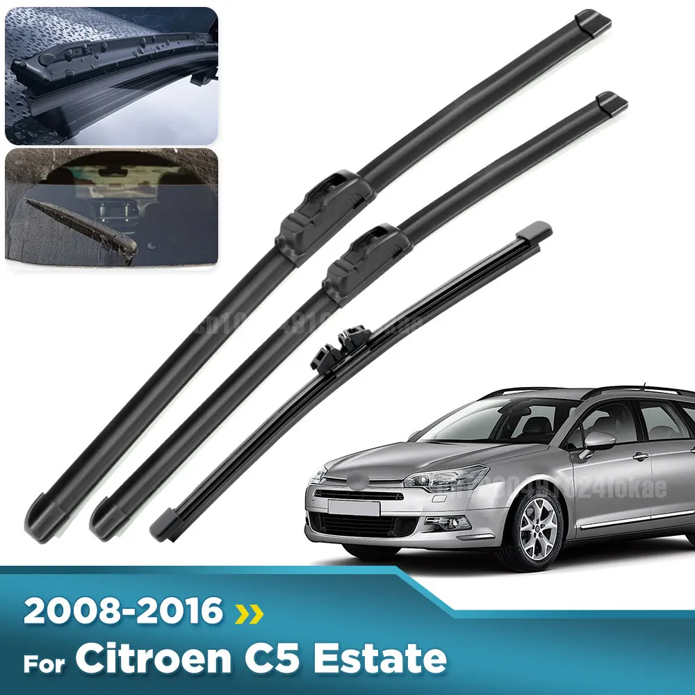 

For Citroen C5 Estate 2008-2016 2009 2010 2011 Wiper Front & Rear Wiper Blades Windshield Windscreen Window Brushes 28"+22"+10"