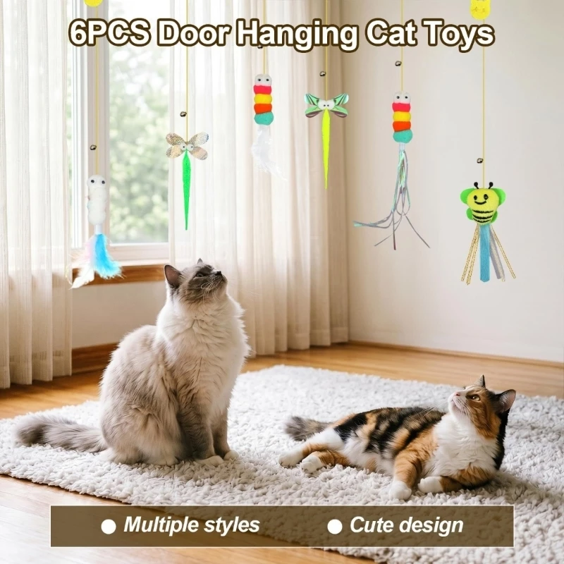6Pack Home Felines Dangle Hanging Indoor for Doorway Motion and Play at Homes J0MC